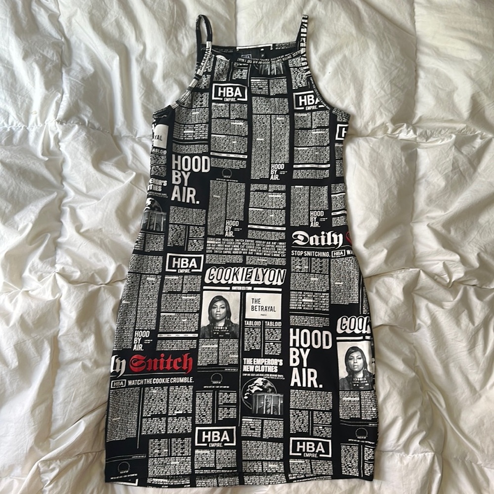 Hood by Air HBA Empire collection newspaper dress